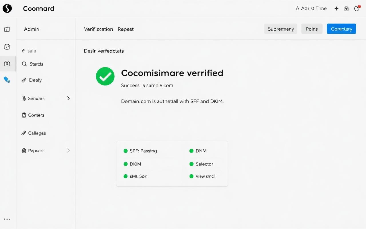 Sendmarc verification success screen showing SPF and DKIM as passing.